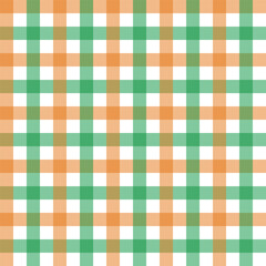 Wall Mural - colorful gingham seamless pattern in green, orange white.checkered tartan plaid repeat pattern for c