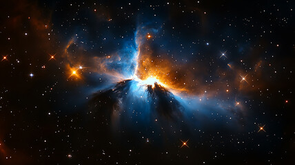 Wall Mural - majestic nebula in deep space showing colorful clouds of gas and star formation amidst a cosmic back