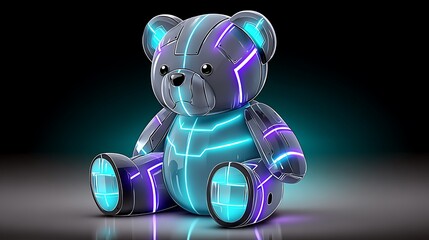 Futuristic teddy bear, glowing