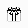 © jesmin - A festive vector icon featuring a decorative gift box with a bow and ribbon, perfect for Christmas, birthday, or holiday celebration designs