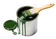 © Bibekananda - Open can of green paint with a paintbrush inside isolated on transparent background