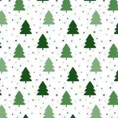 Wall Mural - Seamless pattern with Christmas tree.Repeat pattern with green pine trees isolated on white background.Vector graphic illustration background wallpaper.