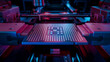 © IM Imagery - Close-up of Microchip on Conveyor Line during Production and Packaging Process on Semiconductor Fab Processor at Engineering Lab. Computer Chip illuminated with Red Light in Industrial Environment.