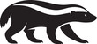 © jakircreativedesign - Black and white honey badger illustration simple style, Animal silhouette in minimal form