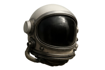 Wall Mural - vintage astronaut helmet with dark visor isolated on transparent background, ideal for space explora