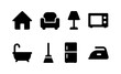 © Gandalf - Home appliance icons: minimalist black silhouettes of household items