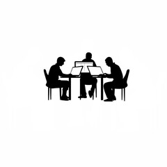 Silhouette of a tech team coding an innovative app together on white background