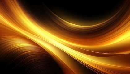 Wall Mural - flowing golden abstract light streaks on black background with dynamic curves for modern design and 
