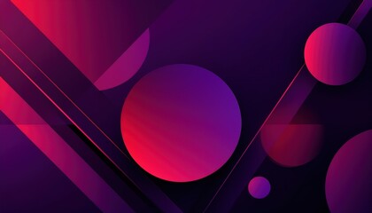 Wall Mural - vibrant abstract background with glowing magenta circles and dark diagonal lines for modern web or b