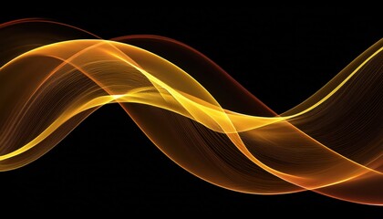 Wall Mural - vibrant golden light wave on black background with smooth curves and motion blur for modern web desi