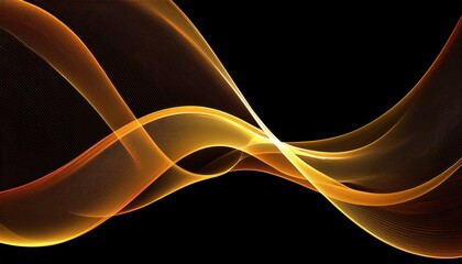 Wall Mural - vibrant golden light wave on black background with smooth curves and motion blur for modern web desi