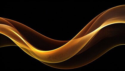Wall Mural - vibrant golden light wave on black background with smooth curves and motion blur for modern web desi