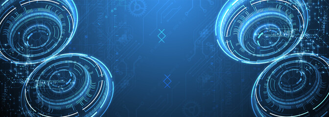 Wall Mural - abstract background. scientific and technological concept with the use of technical elements formed 