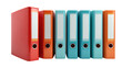 © MSTSHAMALA - Row of colorful office binders with blank labels and metal finger rings isolated on transparent background