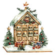 © AMIDCO - watercolor of Advent Calendar, vector, isolated on a white background.