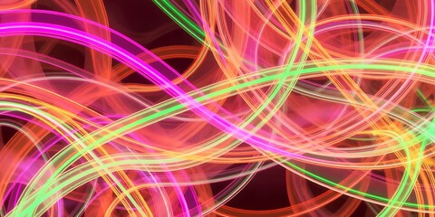 Wall Mural - abstract background featuring a dynamic interplay of vibrant neon lines and curves design art