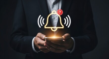 Notification bell alert message reminder digital marketing social media business communication mobile phone app