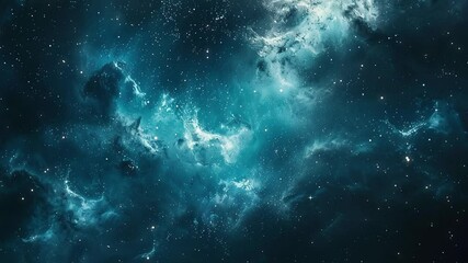 The Stars And Blue Nebula In Space. Galaxy exploration through outer space towards glowing milky way galaxy.