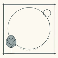 Wall Mural - Abstract circular frame with tree and moon illustration  