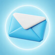© Rased - Sky blue envelope mail with white flap isolated on a transparent background communication