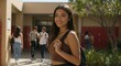 © Arx PhotoStock - Smiling High School Girl with Backpack on Sunny Campus
