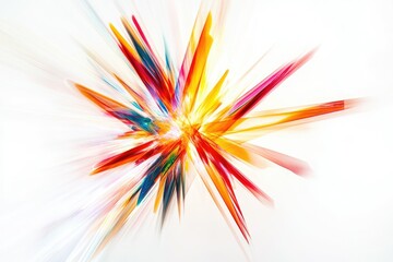 Wall Mural - vibrant, multicolored fractal explosion radiating outwards on a white background.