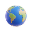 © 3D PNG Element - Stylized 3d earth globe with continents and oceans isolated on transparent background