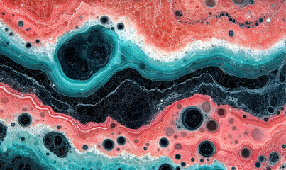 Wall Mural - abstract fluid art coral reef teal black swirls