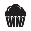 © Vector IMG - Solid glyph vector icon of a sweet muffin or cupcake for a bakery dessert representing a delicious homemade pastry and party snack food