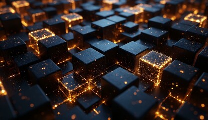 Illuminated Cubes in a Digital Grid Formation