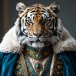 © Power Of Future - Noble tiger dressed as a king in canvas coat with jeweled brooch in neoclassical style
