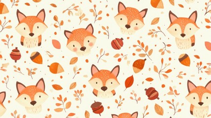  Cute fox pattern with autumnal elements