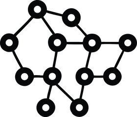 abstract black silhouette design of interconnected nodes on a white background
