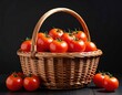 © Joshua - Fresh ripe tomatoes in a woven basket on a dark surface