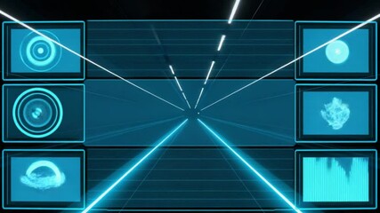 Wall Mural - Futuristic tunnel screensaver with glowing lines