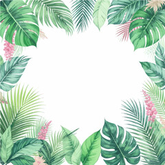 frame of tropical leaves