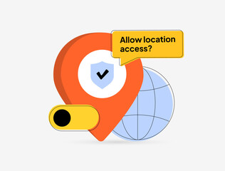 Wall Mural - data privacy in location services. location tracking with privacy shield, user consent and secure ma