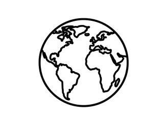 a black and white drawing of the earth,