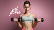 © Creative Valley - Teen girl lifting dumbbells in girl power workout concept