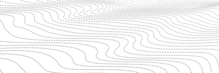 Wall Mural - Wave 3d. Wave of particles. Futuristic point wave. Design for poster. Technology vector background.