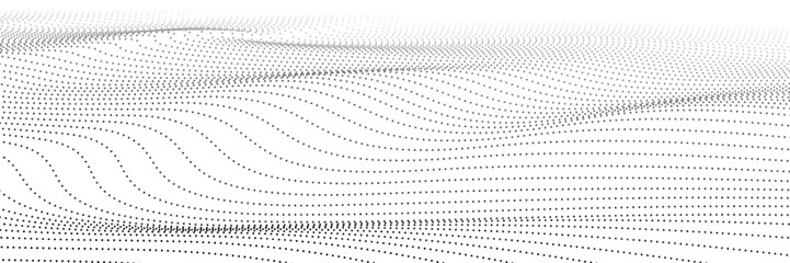 Wall Mural - Wave 3d. Wave of particles. Futuristic point wave. Design for poster. Technology vector background. Vector illustration.