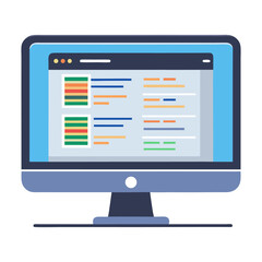 Flat modern computer monitor vector illustration design