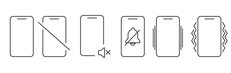 Silent mode icon. Mute, silent, vibration smartphone mode. Silent mode png cons collection.