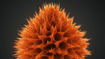 Abstract Orange Spiky Cone Shape Geometric Structure on Dark Backdrop Decorative Modern Art