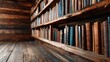 © Freshpixel - A cozy library with rustic wooden shelves filled with a variety of old books, creating a warm and inviting atmosphere for reading and learning.