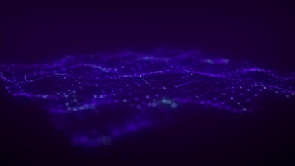 Wall Mural - dynamic blue wave of particles and lines. abstract futuristic background. big data visualization. 3d