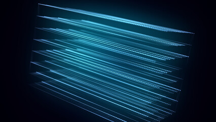 Wall Mural - abstract wireframe cube. network connection structure. digital blockchain concept. futuristic blue b