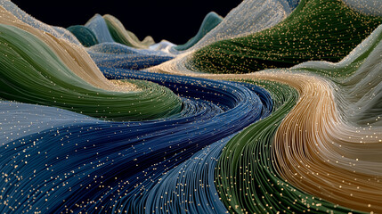 Wall Mural - abstract flowing lines: an artistic display of undulating lines in various colors representing flowi