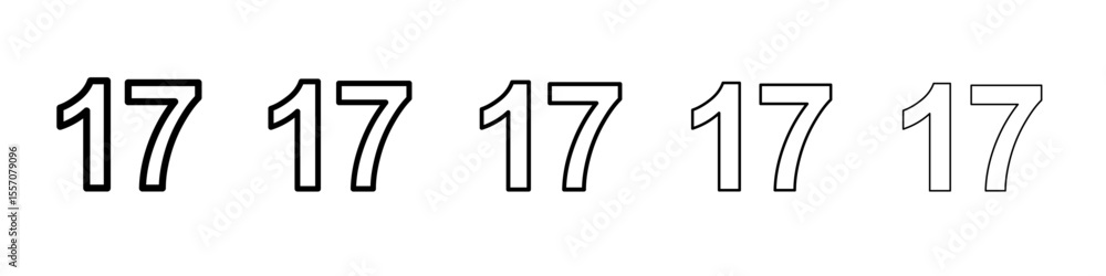 number 17 icon vector outline symbol or illustration Stock Vector ...