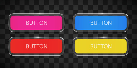 Modern glass buttons set. Vector illustration.